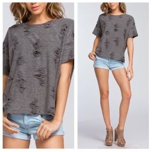 Distressed Gray Knit Top